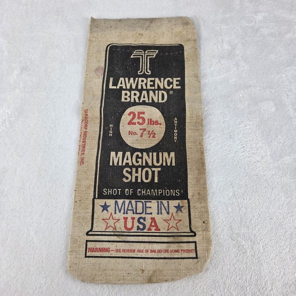 Vintage Lawrence Brand Magnum Shot Cloth Shot Bag No. 7 1/2 25 Lbs USA Fast Ship